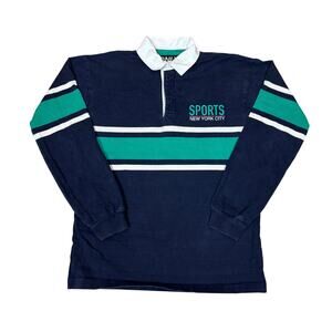 Only NY Sports New York City Striped Rugby Shirt Men's Medium